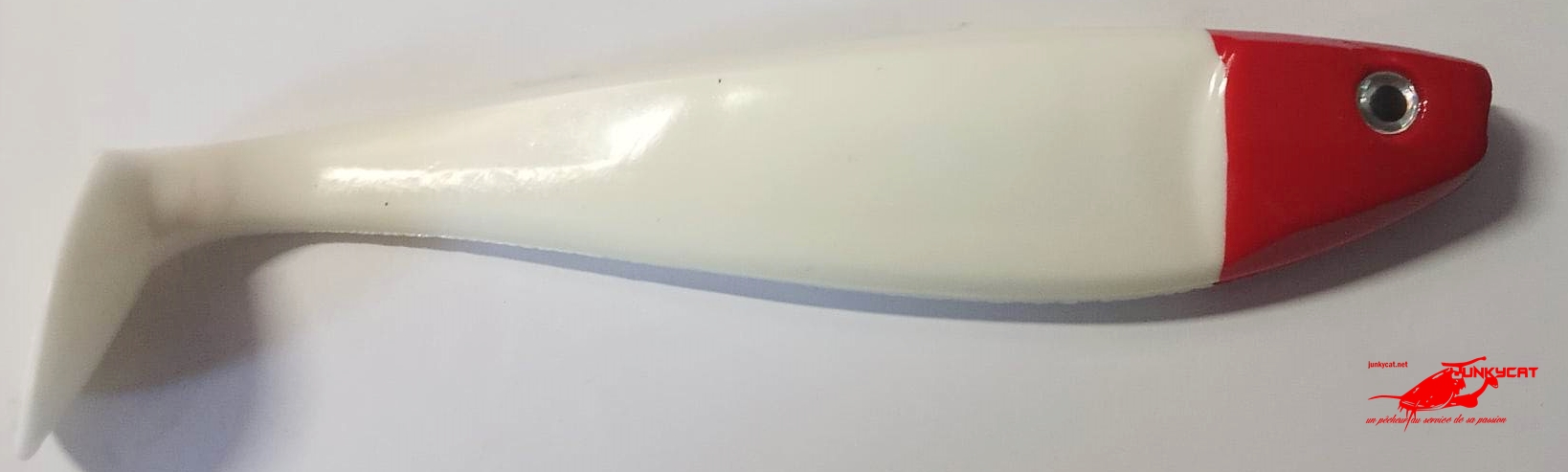 Leurre Silure Shad GT 18 cm Blanc /Tête rouge DELALANDE
